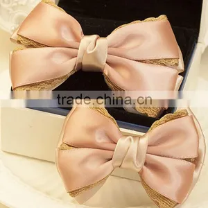 Satin Ribbon & Lace Material Made In China Fancy Hair Clips Girls Hair Bows thumbnail-3