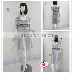 Grey Contracted Bowknot Nightgown Women thumbnail-1