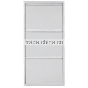 Cheap Three Drawers Steel Shoe Cabinet 30 Pair Metal Shoe Rack White Antique Store Shoe Cabinet thumbnail-4