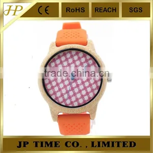 Bamboo Wooden Watch Cloth Dial Soft Silicone Band Quartz Hot Watch thumbnail-6