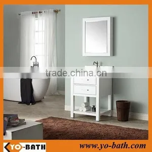 24 Inch Wooden White Elegant Bathroom Vanity, Modular Bathroom Vanity With Marble Countertop thumbnail-1