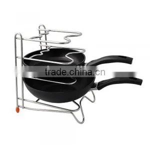 2017 Products 4 Tiers Free Standing Stainless Steel Kitchen Fry Pan Organizer Rack thumbnail-1