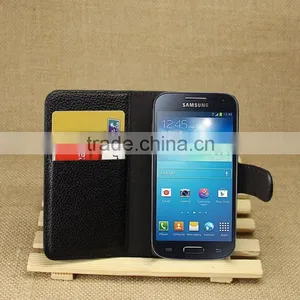 High Quality Leather Folio Flip Case Cover With Wallet and Card Slot for Samsung GALAXY S4 Mini I9190 thumbnail-1