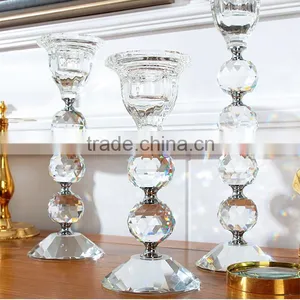 Yiwu Market Crystal Glass Candlestick Holder With Ball Poles Stand R-3020 thumbnail-2