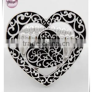 Antique Silver Tone / Lead Compliant Metal / Valentine's Day / Filigree Heart Stretch Ring thumbnail-1