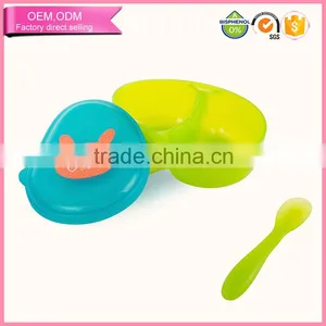 Best Eco Friendly pp Food Feeder Baby Easy go Section Bowl With Snap Spoon thumbnail-3