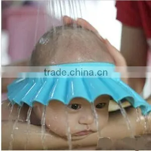 New Hot Selling 3 Color Adjustable Shower Cap Protect Shampoo for Baby Health Bathing Bath Waterproof Caps thumbnail-1