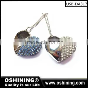 Crystal Heart Diamond Flash MemoryNecklace USB Pen Drive For Gift(USB-DA317) thumbnail-2