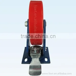 5 Inch Top Plate PU Wheel Double Bearing Fixed Hardware Casters thumbnail-4