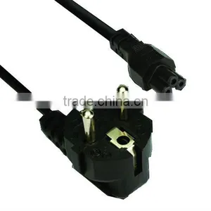 EU (2 Pin Plug) 3 Prong Clover Leaf Laptop AC Power Cable Lead Black 1.5m thumbnail-1