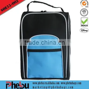 China Supplier Cheap Promotional Zipper 600D Polyester Travel Shoe Bag for Travel(SOE15-003) thumbnail-1