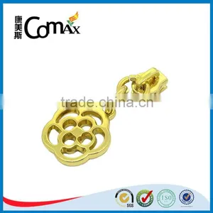Flower Shape Custom Gold Simple Metal Zipper Puller for Clothing thumbnail-1