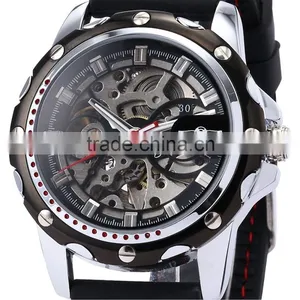 Men's Stylish Silicone Skeleton Analog Auto Mechanical Sport Watch thumbnail-2