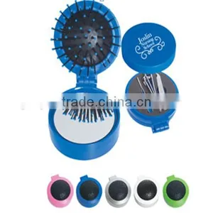 15060313 Mini Traveling Set Plastic Foldable Mirror Comb Keychain thumbnail-1