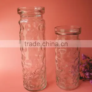 Clear Relief Pillar Glass Flower Pot thumbnail-1