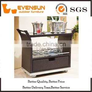 Multi-Function Cocktail Rattan Bar Set With Wheel thumbnail-1