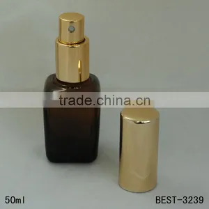 50ml Oil Spray Bottle Square Amber Oil Spray Bottle With Gold Aluminum Sprayer and Cap thumbnail-1