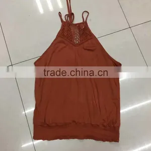 Women Lace Orange Tank Top Stock Clothing thumbnail-1