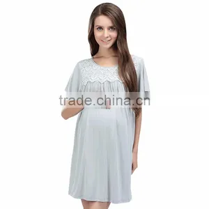 Ladies Maternity Summer Outlet Dress Lace Atheleisure Nursing Clothing Hit Color Hide Breastfeeding Opening Skirts thumbnail-1