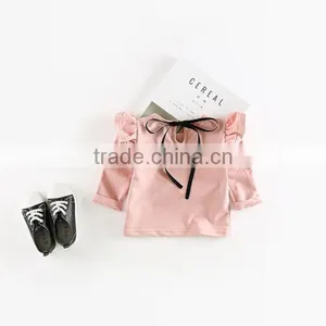 5pcs/lot New Girls T-shirts Flying Sleeve Cotton Bow Toddler Kids Girl Tee Baby Infant Tops thumbnail-5
