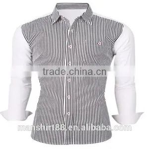 2016 New Wholesale Stylish Vertical Stripes Long Sleeve Button Down Custom Mens Casual Dress Shirts thumbnail-1