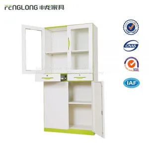 Modern and Hot Luoyang 2 Glass Doors Office Metal Filing Cabinet With Shelf and Drawers thumbnail-4