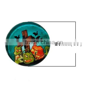 Glass Dome Seals Cabochons Round Flatback Multicolor Halloween Pumpkin Bat Pattern Transparent 20mm Dia thumbnail-2