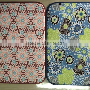 Flower Printed Terry Fabric Dish Drying Mat With Satin Blinding for Kitchen Use thumbnail-2