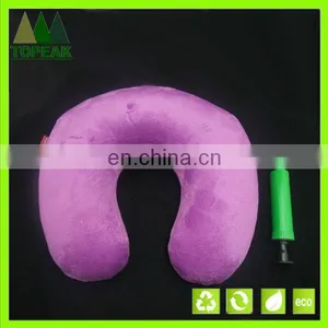 Inflatable U-shape PVC Velvet Cover Inflatable Travel Neck Pillow thumbnail-2
