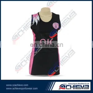 Blue and White Sublimation Netball Wear, Breathable Netball Uniforms, Cheap thumbnail-2