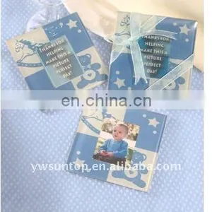 Blue Bear Glass Photo Coaster Children Baby Shower Wedding Favors China Supply thumbnail-1