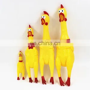 17cm-44cm Screaming Chicken Yellow Vinyl Chicken Squeaky Pet Dog Chew Toy thumbnail-1