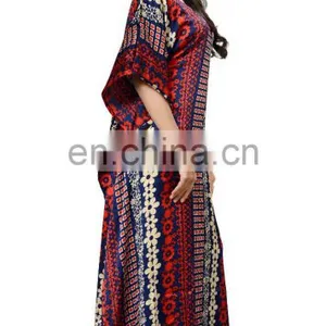 2017 India Ethnic Wear Pritned Kaftans / Womens Casual Wear Long Japan Satin Silk Kaftans / Beach Wear Kaftans thumbnail-4