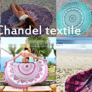 Bohemian Mandala Round Beach Tapestry Hippie Throw Yoga Mat Towel Indian Roundie 72' Round Table Cover Throw thumbnail-1