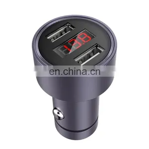 Mobile Phone C-M215 5V 2.1A Aluminum Alloy Dual USB Ports Smart Car Charger With Micro USB to USB Charger = thumbnail-2