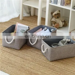 2020 Best Selling Gray Cotton Hemp Children's Toys Folding Cloth Foldable Portable Storage Box thumbnail-3