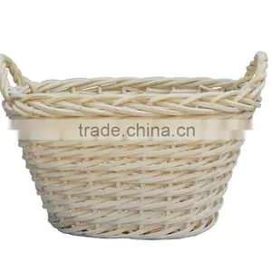 White Large Wicker Laundry Basket thumbnail-1