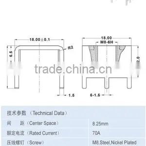 Center Space 8.25 x 16.50mmTerminal Accessory 70A PCB Terminal thumbnail-2