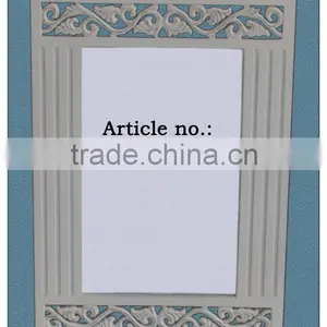 White Color Wooden Framed Mirror With Carving / Wooden Decor Carved Mirror / Wall Decorative Mirror thumbnail-1