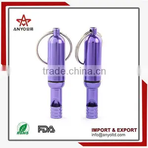 China Wholesale New Arrival Cheap Sale Promotion Metal Whistle With Keyring thumbnail-2