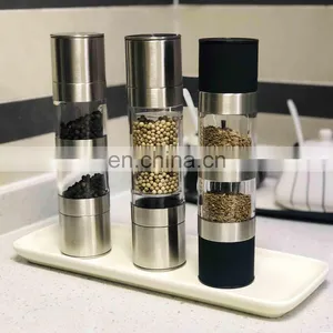 2 in 1 Transparent Glass Dual Manual Salt And Pepper Grinder Mill Kitchen Tools Accessories For Cooking Grinder thumbnail-3