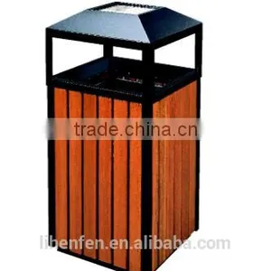 Plastic Wooden Stylish Hot Sale Outdoor Garbage Bin thumbnail-4