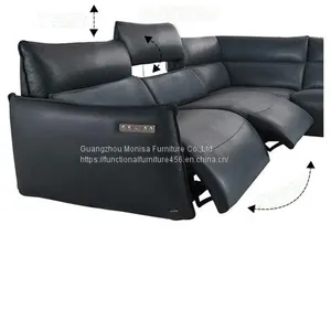 Italian Leather Sofa Italian Living Room Combination Sofa Space Capsule Electric Function Italian Light Luxury thumbnail-3