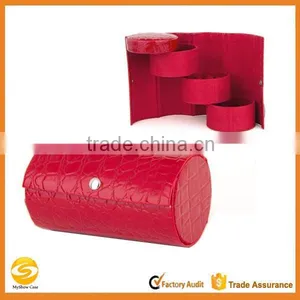 3 Tier Compartment Mini Leather Travel Roll Up Jewelry Box Case Organizer Holder With Snap Closure thumbnail-1
