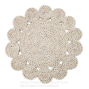 Natural Material Corn Husk Woven Placemats Wholesale Table Decoration Round Plate Mat thumbnail-4