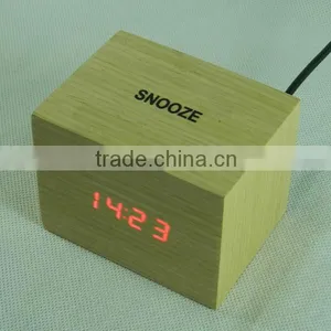 2015 Office Led Click Table Wooden Alarm Clock With Touch Function thumbnail-3
