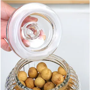 Exquisite Ribbed Glass Storage Jars With Lids - Ideal for Kitchen Pantry, Preserving Snacks & Ingredients! thumbnail-3