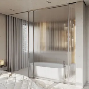 With OPK Sliding System Glass Partition Door for Bedroom Living Room and Bathroom Room Divider Star Hotel Villa Apartment Use thumbnail-3