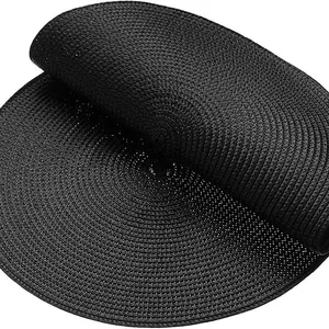 Round Braided Placemats 15 Inch in Black Color for Natural Woven Heat Resistant Place Mats Set of 6 thumbnail-4