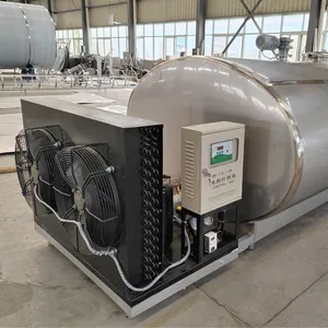 3000L Bulk Milk Chiller Horizontal Milk Cooling Tank SUS304 Stainless Steel Milk Refrigeration Storage Tank for Dairy Farm thumbnail-4